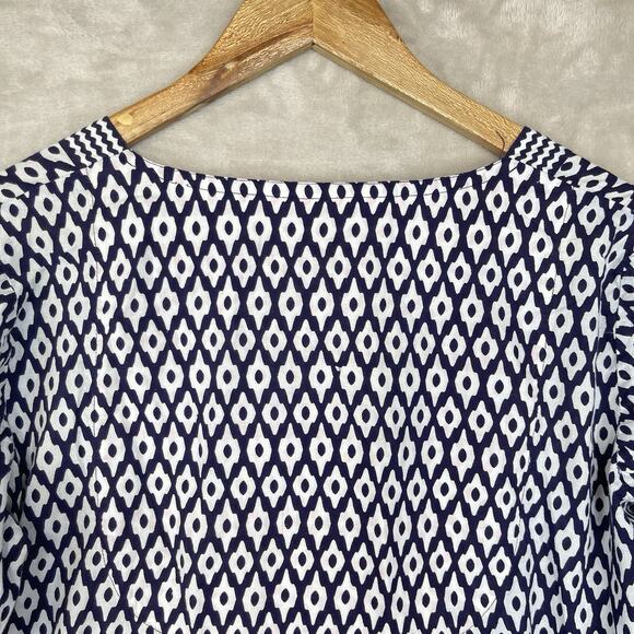 Gretchen Scott Designs Top Women Med Geo Print Split Neck Tunic Boho Art Deco - Picture 7 of 13